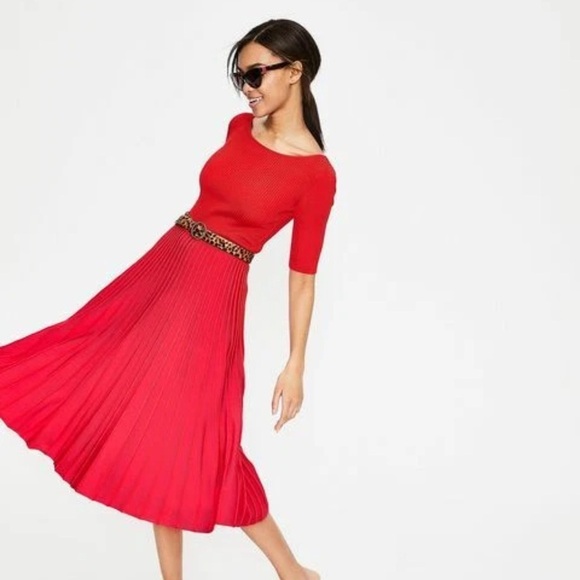 Boden Dresses & Skirts - Boden Brione pink/red pleated midi dress size 14